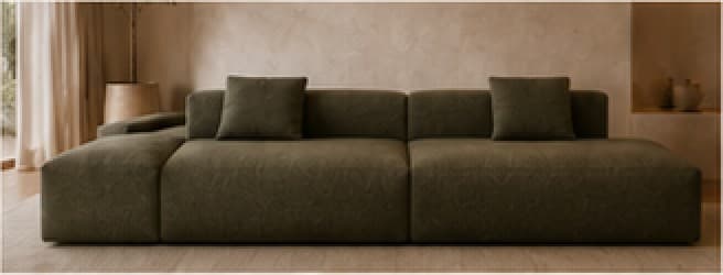 Front view showing the Vellum Lowform's low back and deep seats.